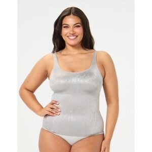 NEW- Ruby Ribbon Simply Smooth Pocket Cami Stone Grey Snakeskin Print Size 46